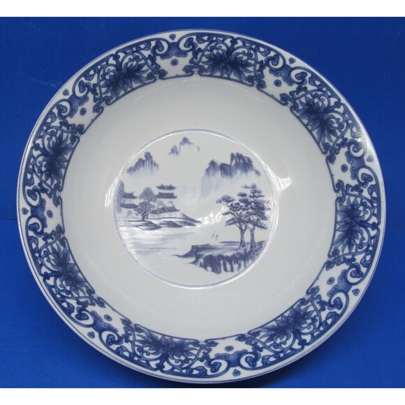 Canton Blue One 9 1/4"  Serving Bowl And Three 8"  Soup Pasta Cereal Bowls VGC - Picture 2 of 14